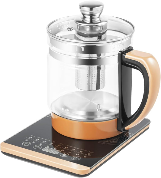 Electric Glass Kettle, 1.8L Multifunctional Electric Kettle with Digital Panel Heating Base, Smart Fruit Hot Tea Maker, Electric Health Pot for Make Health Medicine Meal, Scented Tea, Coffee, Soup