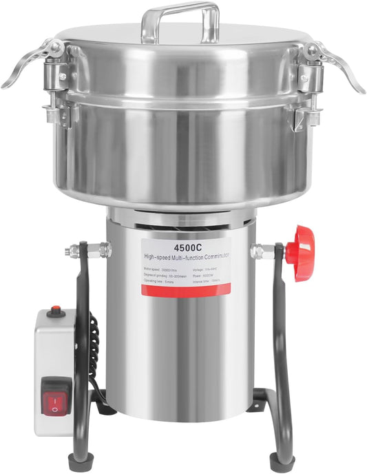 banborba Grain Mill Grinder Electric 4500g Commercial Spice Grinder 5000W Stainless Steel Pulverizer Dry Grinding Machine for Wheat Corn Rice Pepper Herbs Coffee Beans