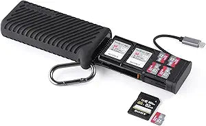 PGYTECH CreateMate High-Speed 2-in-1 SD Card Reader Adapter USB 3.1 Type-C UHS-â…¡ SD 4.0/Micro SD Card Reader & Holder for Cameras, Smartphones, Drones, Action Cameras (Black, for SD/Micro SD)