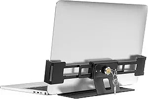 AboveTEK Laptop Locking Station, Premium Aluminum MacBook Security Lock with High-Security Copper Cylinder, Anti-Theft Computer Lock for All 11"-17" No-Slot Notebooks, Non-Slip Base for Public Spaces