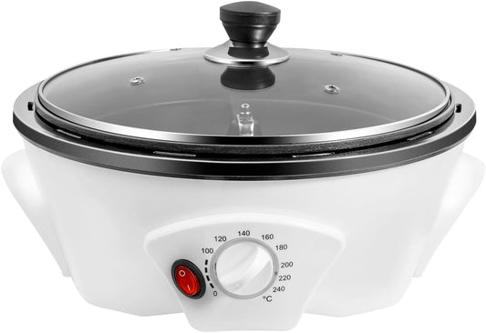 Coffee Bean Roaster Machine, 110V Electric Café Roasting Maker, 800W Home Coffee Bean Baking Machine with Glass Cover for Home Café Milk Tea Shop & Restaurant Use