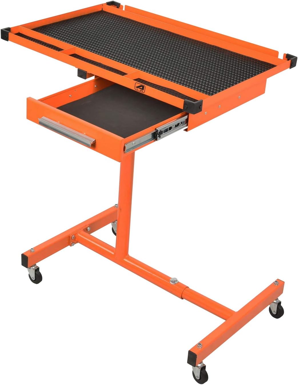 AainÂ® A018A Heavy-Duty Adjustable Work Table with Drawer & Wheels, Mechanic Tray,Mobile Rolling Tool Table, Orange