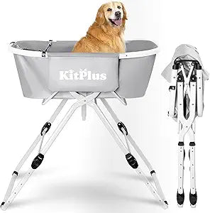 Portable Dog Bathtub, 5 Height Adjustable Dog Washing Station for Pet Shower and Grooming Foldable Bathing Tub with Storage & Anti-Slip Design for Small Large Dogs Cats