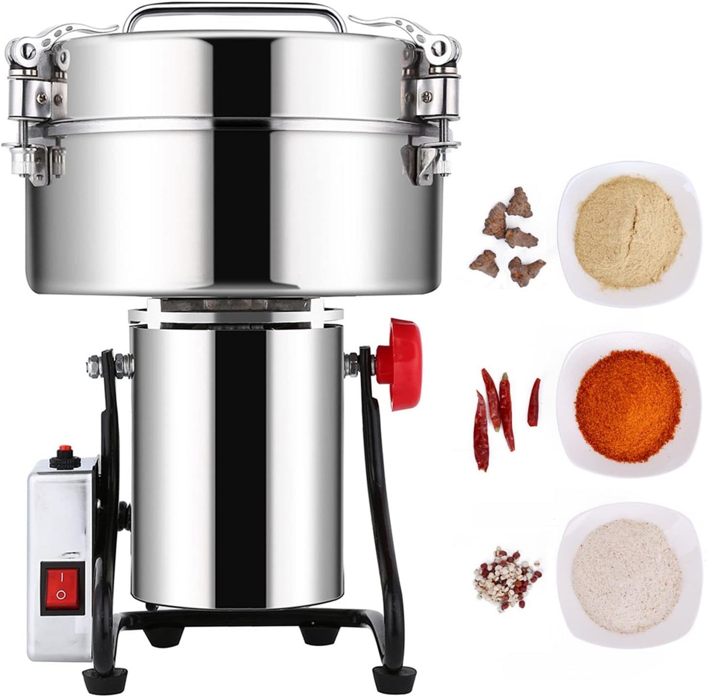 4500G Electric Grain Mill Grinder Swing Type Mill Flour Power Stainless Steel High Speed Pulverizer Powder Machine Herb Grinder Grinding for Cereals Coffee Muesli Beans Pepper Spice Nuts 5000W