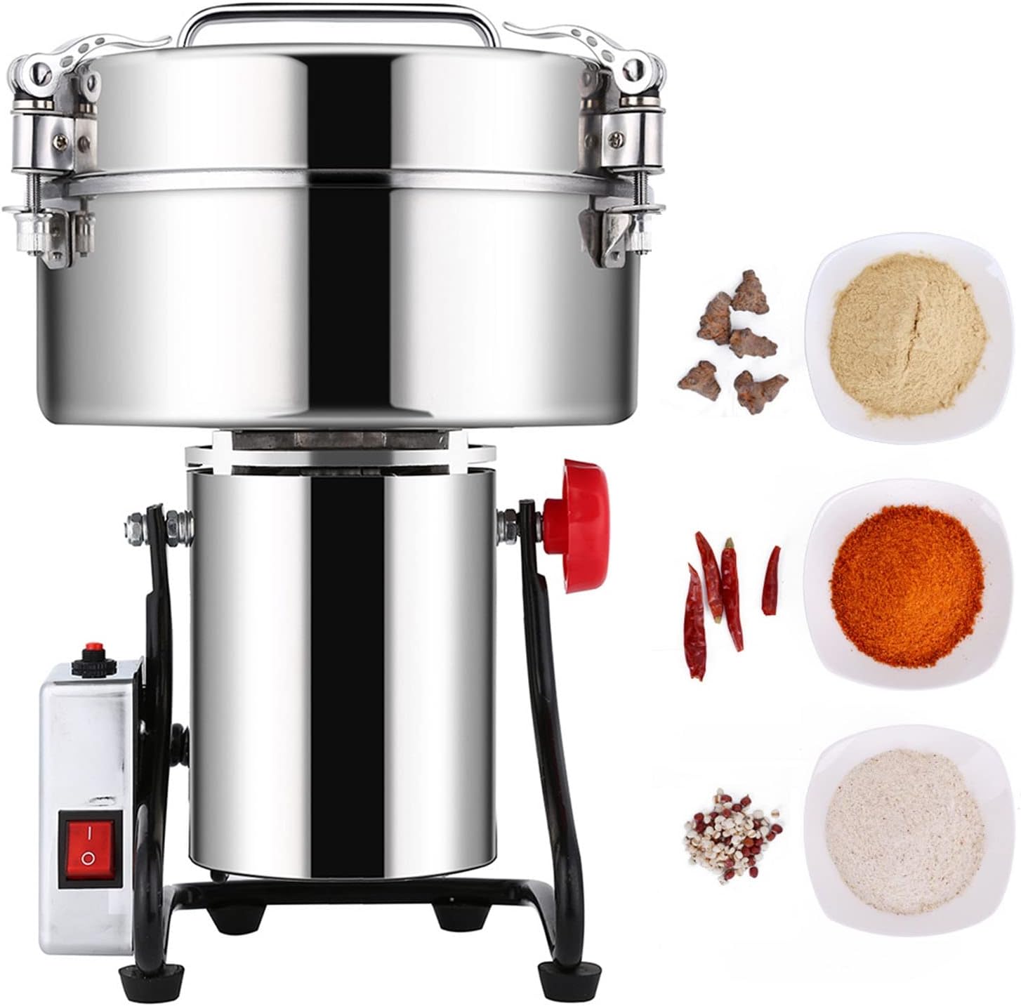 4500G Electric Grain Mill Grinder Swing Type Mill Flour Power Stainless Steel High Speed Pulverizer Powder Machine Herb Grinder Grinding for Cereals Coffee Muesli Beans Pepper Spice Nuts 5000W
