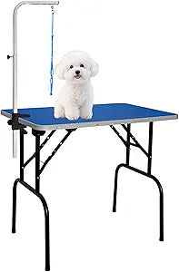 Baohe-30 Inch Dog Grooming Table - Pet Grooming Table - Foldable, Adjustable Arm, Portable, Non-Slip Grooming Table for Dogs at Home - Blue