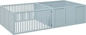 PawHut Whelping Box for Dogs Built for Mother's Comfort, Dog Whelping Pen with Removable Doors, Puppy Playpen for Indoors, Newborn Puppy Supplies & Essentials, 81" x 39" x 20", Gray