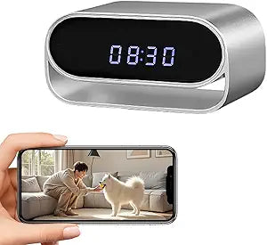 4K Camera Clock with Night Vision Wireless Smart Clock Cam Pet Monitor, Support App Remote & Motion Detection -No Audio
