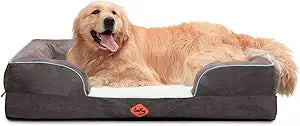 Laifug Large Orthopedic Premium Memory Foam Dog Bed, Dog Sofa with Washable and Removable Suede Cover, Waterproof Liner and Non-Slip Bottom Light Brown, X-Large(44''x34''x9'')