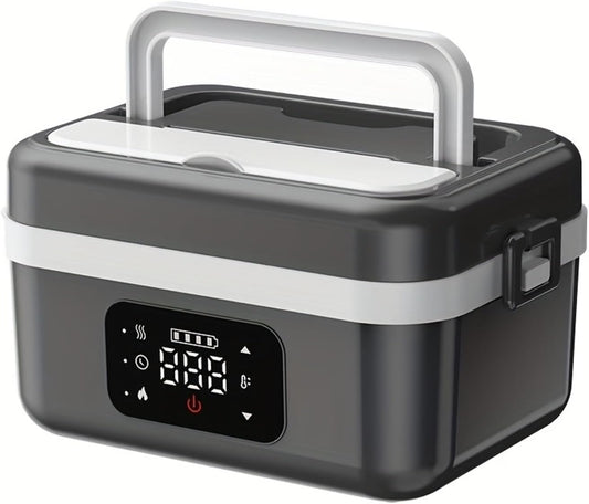 wfymx Adult Cordless Electric Lunch Box, 8000mAh Battery Powered, 60W 1 Liter Portable Timer Automatic Heating Food Warmer, Portable Food Heater(Black)