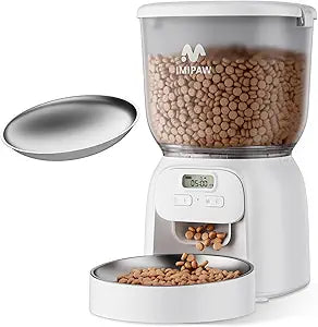 Automatic Cat Feeder: 4L Cat Food Dispenser Timed Precise Auto Feeder Programmable 1-6 Meals- Easy to Clean& Dual Power with Desiccant Bag Keeps Food Fresh- Reliable Pet Feeder for Cats