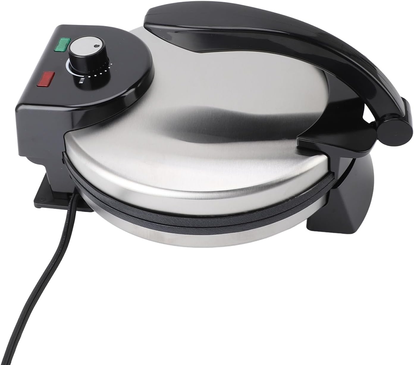 10in Roti Maker, Electric Tortilla Press Maker, Knob Temperature Control Anti Stick Roti Maker Machine with Stainless Steel Cover 110V US Plug