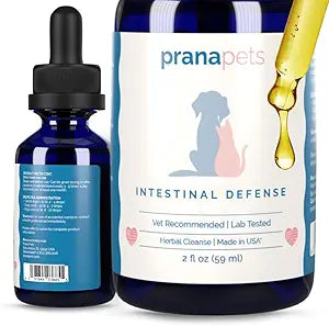PranaPets Intestinal Defense Supplement for Dogs & Cats | Naturally Helps Digestive Issues in Pets | Herbal Formula