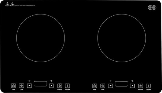 OMEO Portable Double Induction Cooktop 2 Burner Electric Cooktop, Touch Control 110V Induction Cooker with Safety Lock, Pause, Auto Shutoff Timer Setting, 9 Heating Level and Overheating Protection