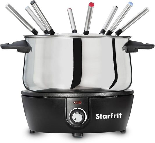 Starfrit Electric Fondue 12PC Set - 3L - Quick Release Magnetic Cord - 1500W - Perfect for Cheese & Chocolate