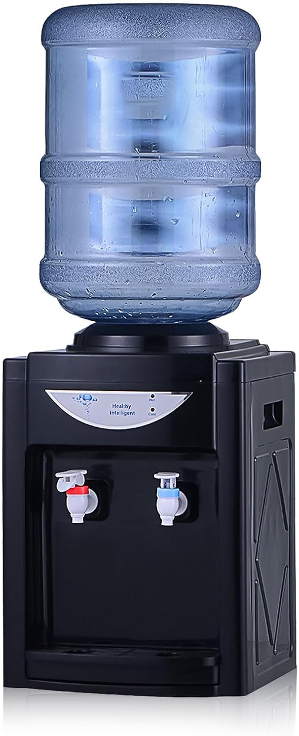 LWWJJ Top Loading Water Cooler, 110V 550W 3 Temperature Settings, 2-5 Gallon Small Water Cooler Dispenser, Desktop Electric WaterDispenser for Home, Office, DormitoryUse, Black