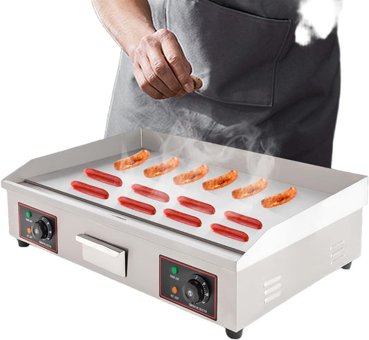 30-Inch Electric Grill Commercial Electric Grill Nonstick Electric Grill Plate Teppanyaki Flat Top Grill Stainless Steel Adjustable Temperature Control 122°F-572°F 3000 W