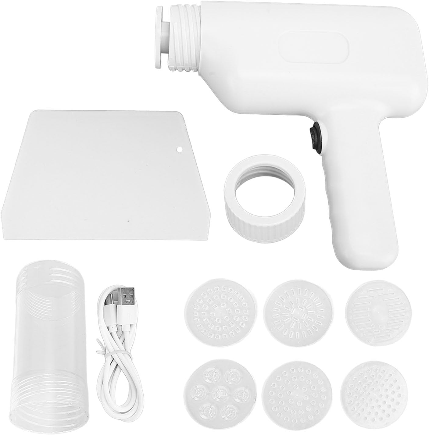 Electric Pasta Maker, Portable Handheld Noodle Making Machine Cordless Automatic Spaghetti Maker with 6 Noodle Plates and Cutter for Household Home Kitchen