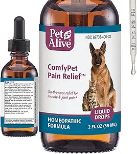 PetAlive ComfyPet Pain Relief for Dogs & Cats â€“ Natural Homeopathic Supplement for Pet Joint & Mobility Support â€“ 2 fl oz Drops â€“ Made in USA