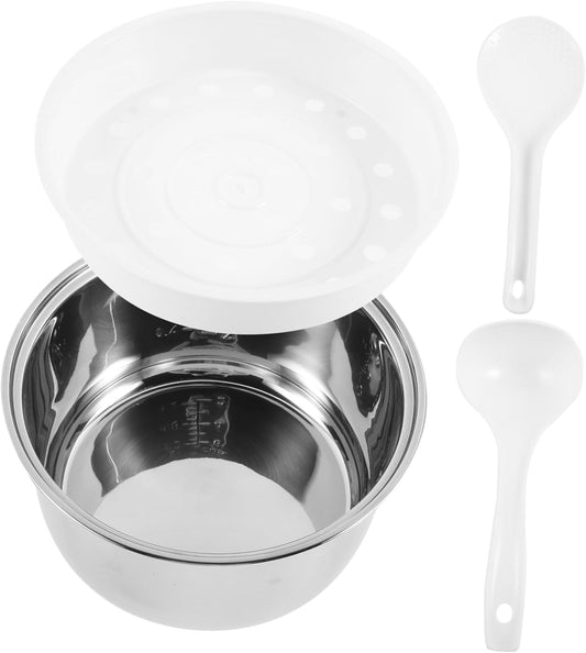 HOLIDYOYO Rice Cooker Inner Pot 8.26 Inch Stainless Steel Non-Stick Multi-Use Replacement Pot for Household Electric Cooker Rice Soup Cake