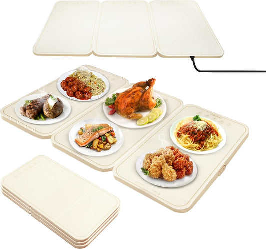 Electric Warming Tray - Portable Warming Plate with Timer, Heating and Child Locks Control Feature - Electric Heating Pad for Party, Buffet, Picnic - Food Warmer Tray for Camping,Travel