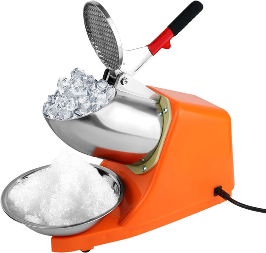 Electric Ice Crusher with Dual Blades,300W Electric Ice Shaver Machine (176lbs/80kg Per Hour,2200rpm) with Cover and Bowl 110V Electric Snow Cone Maker for Shaved Ice,Margaritas,Home Commercial Use