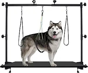 Dog Grooming arm with Restraint Loops, Adjustable Height(0"~35"),Adjustable Width (32"~47") for Large & Medium & Small Pets Bathing & Grooming (Black)