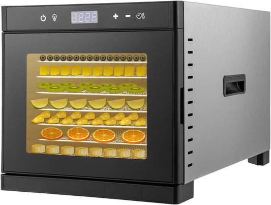 8 Tier Electric Countertop Food Dehydrator Machine, 700w Commercial Dehydrator Stainless Steel Machines, Freeze Dryer Machine Adjustable Timer & Temperature for Home Kitchen (Black)