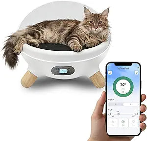 Smart Pet Cooling & Warming Bedâ€“WiFi App Control Climate System for Cats & Small Dogs, Automatic Constant Temperature (60-100Â°F), Safe Sleep Nest with 17" Large Surface, No Subscription (White)
