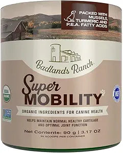 Badlands Ranch by Katherine Heigl- Super Mobility Canine Supplement Organic Ingredients Helps Maintain Healthy Cartilage, Optimal Joint Function (90 Grams, 30 Scoops)