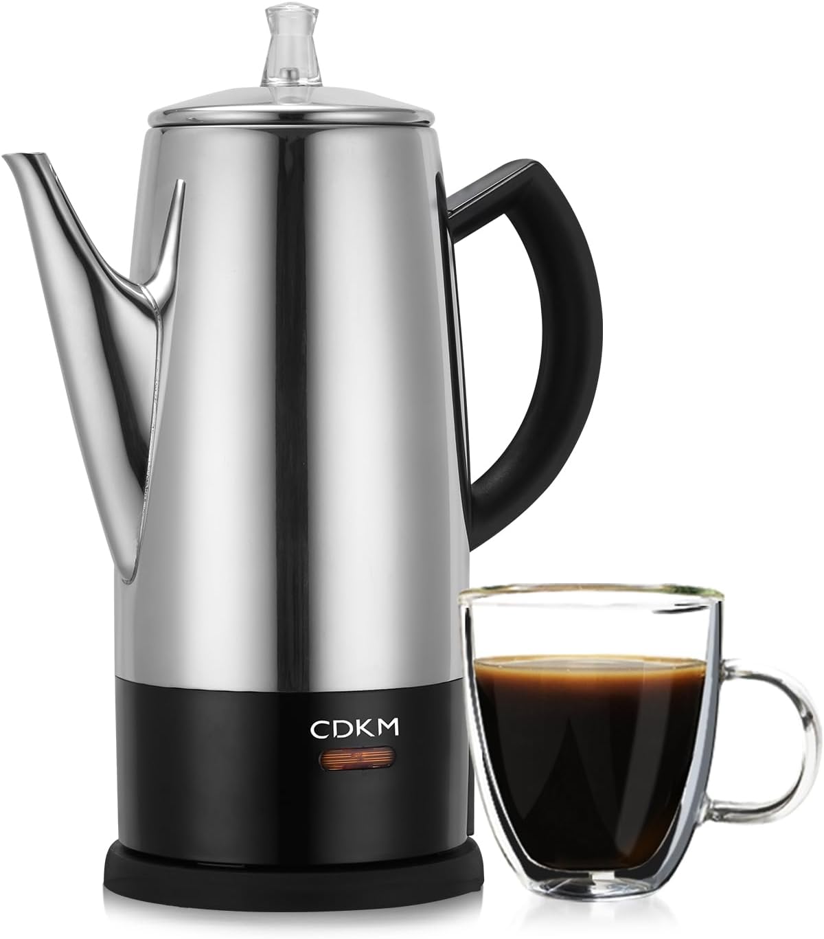CDKM Classic 12 Cup Percolator, PC-9822, Stainless Steel with keep warm,cordless service (Mirror Polished)