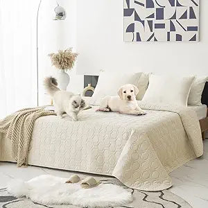 Waterproof and Anti-Slip Dog Bed Cover and Pet Blanket Sofa Pet Bed Mat ï¼Œcar Incontinence Mattress Protectors Furniture Couch Cover for Most Cats Dogs, Petsï¼ˆ82x102-Ivoryï¼‰