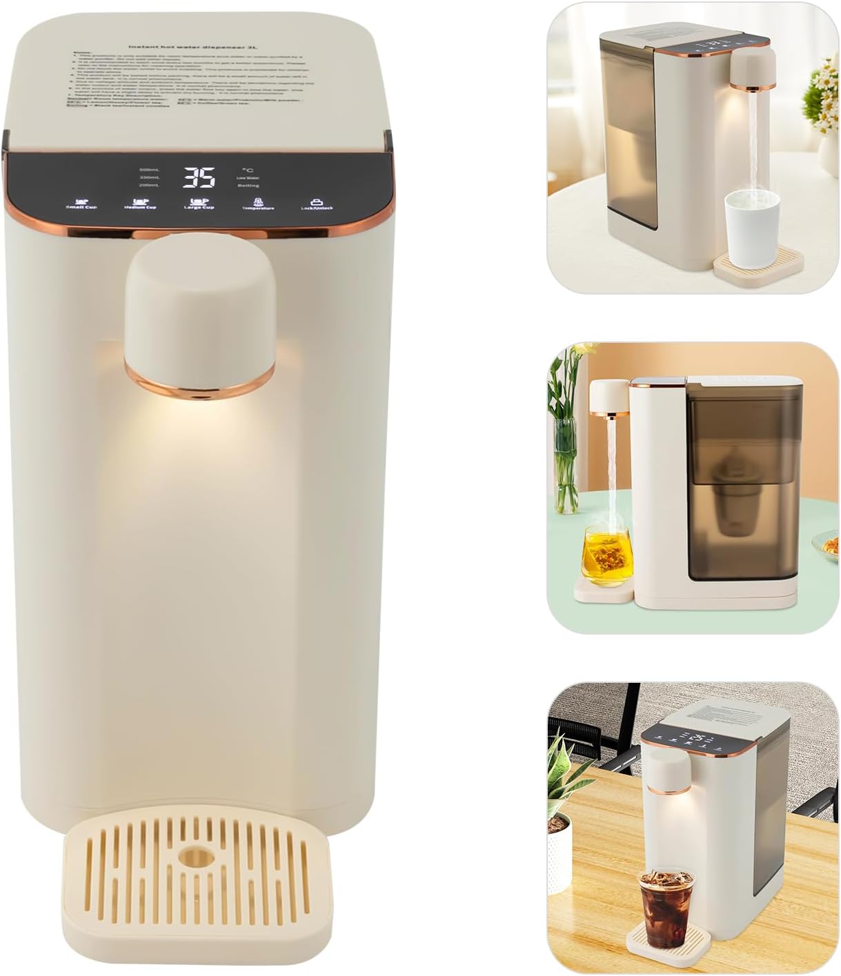 LOYALHEARTDY Instant Hot Water Dispenser, 1600W Electric Kettles Countertop Hot Water Dispenser Instant Countertop Water System for Quick Heating Hot Water Boiler and Warmer for Home 3L\/0.79gal