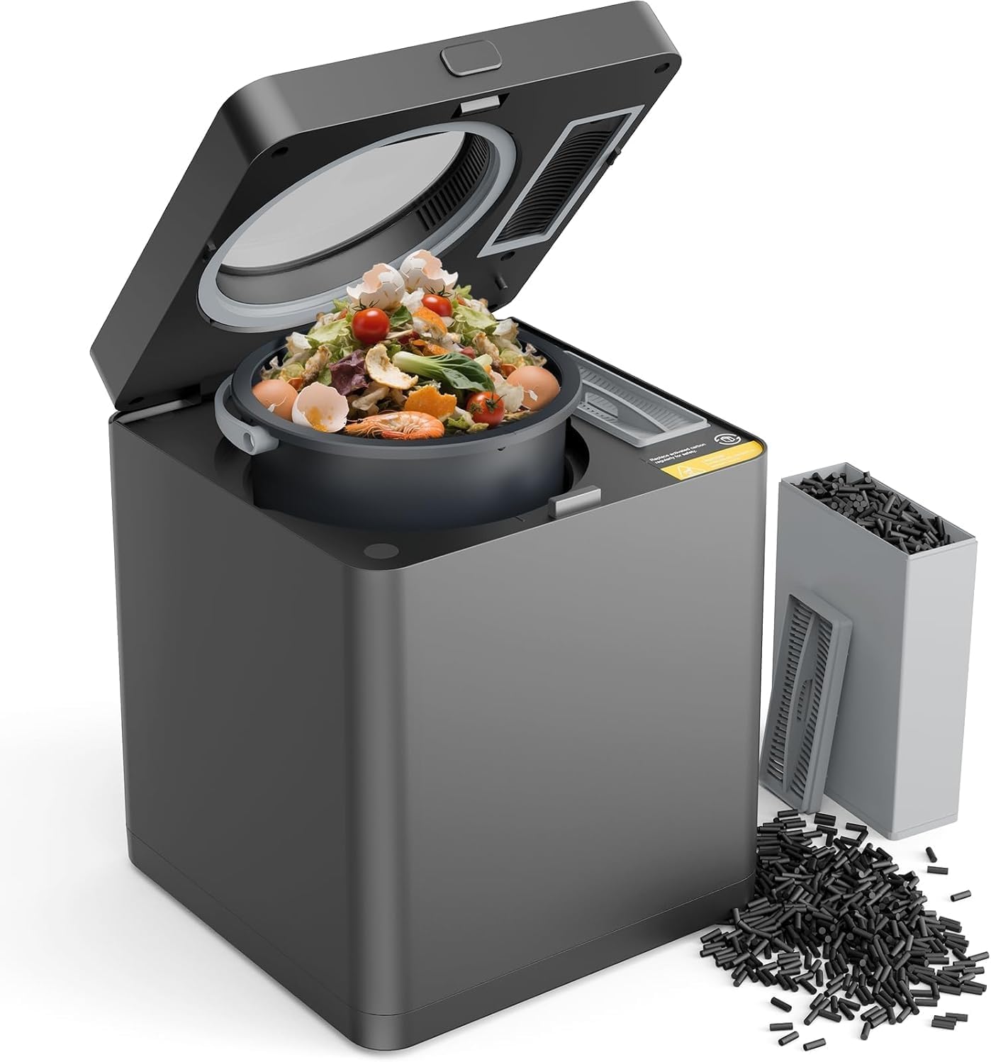 TOPZEE Electric Compost Bin for Kitchen, 3L Smart Countertop Composter with Odorless Auto-Cleaning, Low Noise, Turns Food Waste to Fertilizer in 4 Hours, for Indoor Home Use, Black