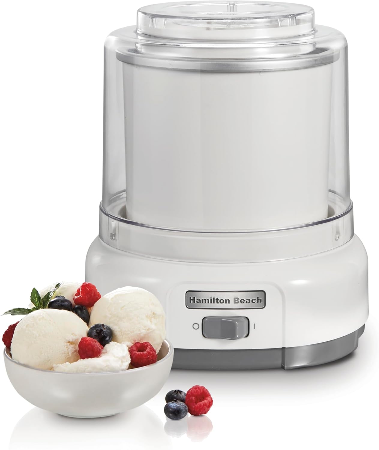 Hamilton Beach Electric Automatic Ice Cream Maker, Frozen Yogurt, Sorbet, Custard, 1.5 quart, White (68880)