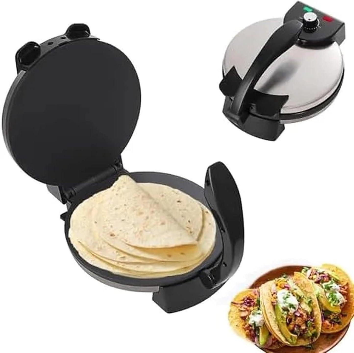 2000W Electric Roti Maker, 11 Inch Automatic Chapati Tortilla Machine, Non Stick Tortilla Maker with Indicator Lights, Adjustable Temperature Pancakes, Double-sided Heating