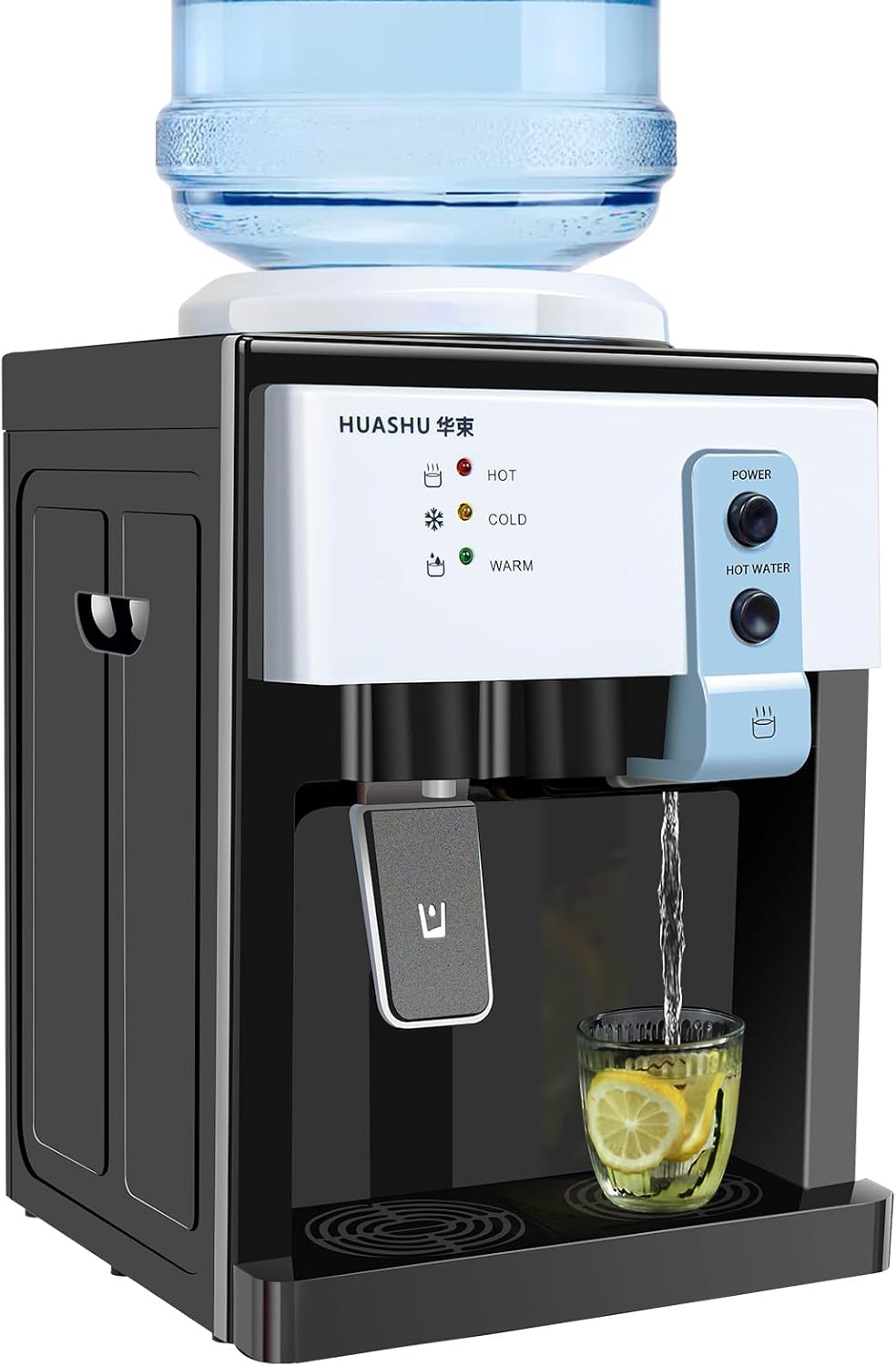 Top-Loading Water Cooler Dispenser, Small Electric Water Cooler Machine Durable Design with Stainless Steel Liner - Ideal for Home, Office, and School Use (European White and Black)