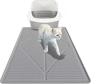 Mofason Cat Litter Mat XXL - Waterproof Kitty Litter Box mat for Floor - Extra Large Pet Trapping Litter Rug Pad - Silicone Cat Supplies & Accessories for Indoor Cats (38" x 25") -Grey