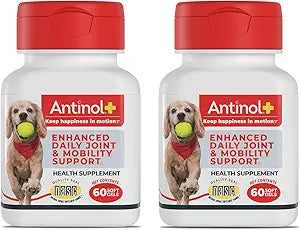 Antinol Plus, Mobility, Hip, and Joint Supplement for Dogs, Green-Lipped Mussels and Krill Oil - Dog Joint Supplement, Better and Faster Than Glucosamine and Chondroitin, 120 Soft Gels