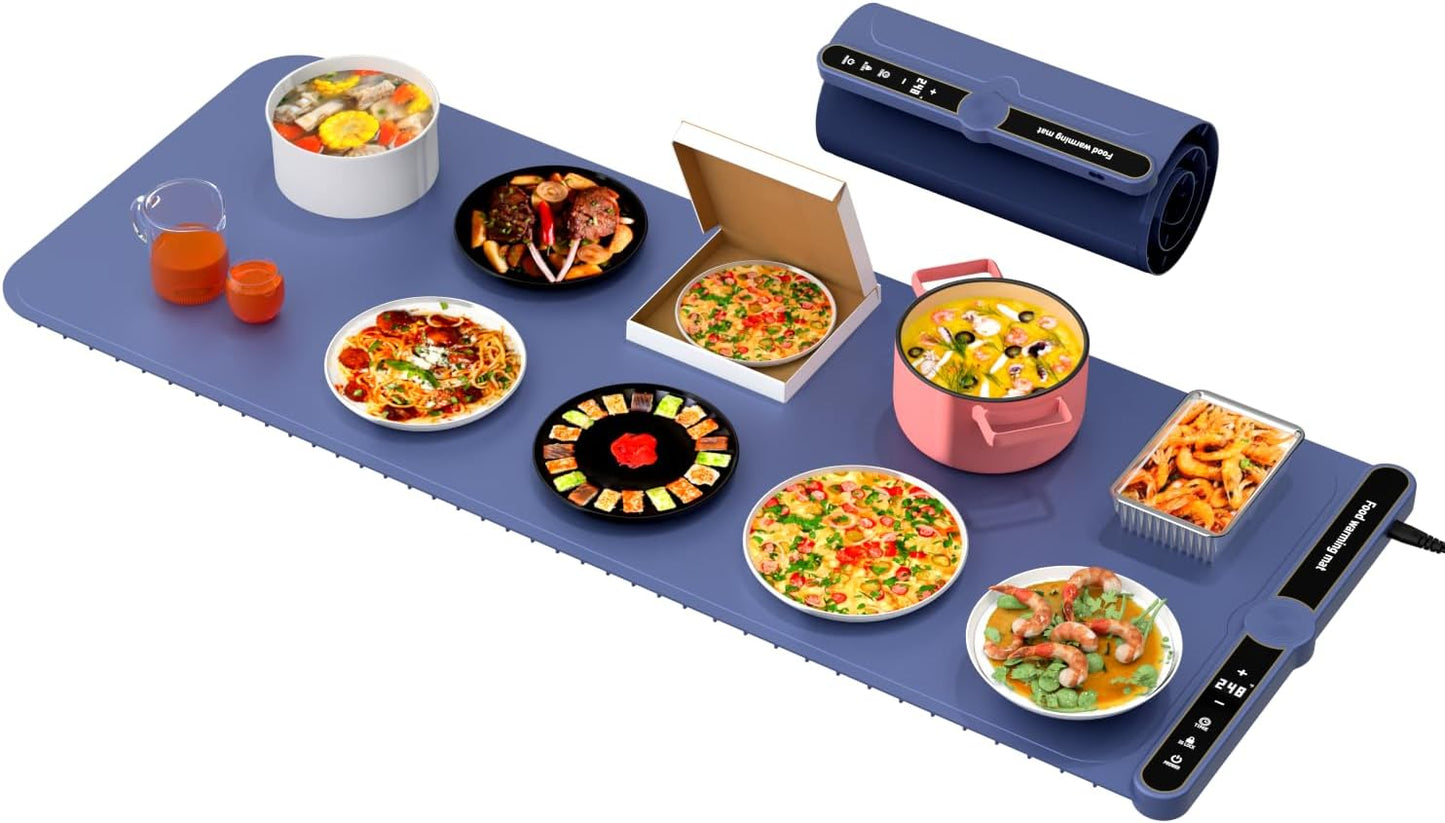 Electric Silicone Food Warmers for Parties Buffet XXL 40\u201DX15\u201D Extra Extra Large Food Warming Mat Keep Food Warm Last 18H Even Heating 104F to 248F with Child Lock Easy Clean