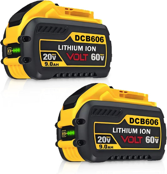 2 Packs 9000mAh 20V/60V MAX Replace for DeWalt DCB606 DCB609 DCB612 Battery Compatible with DeWalt 20V/60V 9.0Ah Batteries, Chargers and Power Tools