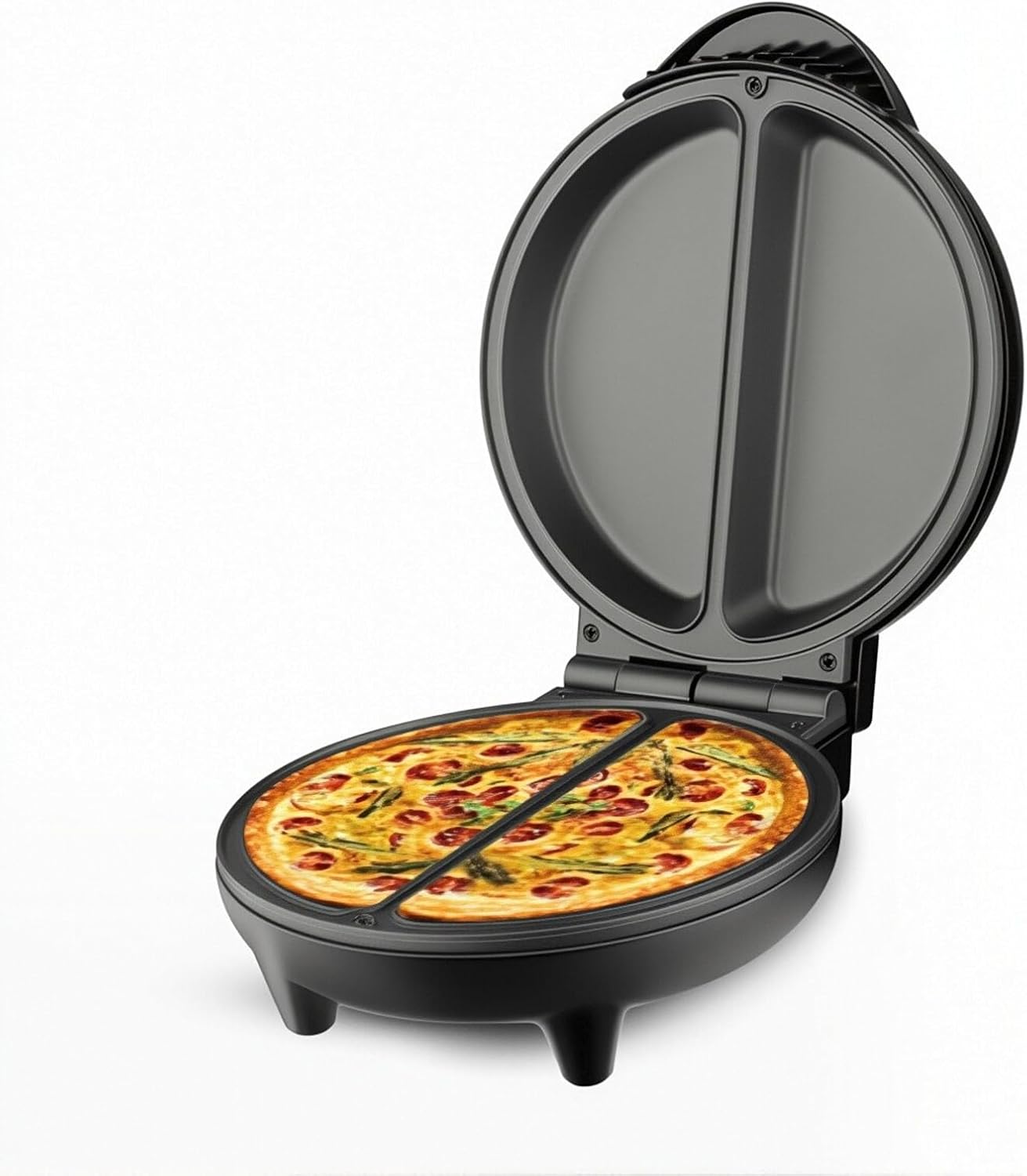 Dual-Zone Electric Omelette Maker, 1000W Rapid Double-Sided Egg Cooker with Non-Stick Plates,Compact Breakfast Maker for 2 Omelettes Simultaneously, Cool-Touch Handle for Home,Dorm&Travel