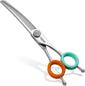 Professional Curved Natural Thinner Dog Grooming Scissors 7'' Curved Comb Thinning Shears for Dogs Pet 51 Teeth Japan VG10 Sharp and Durable