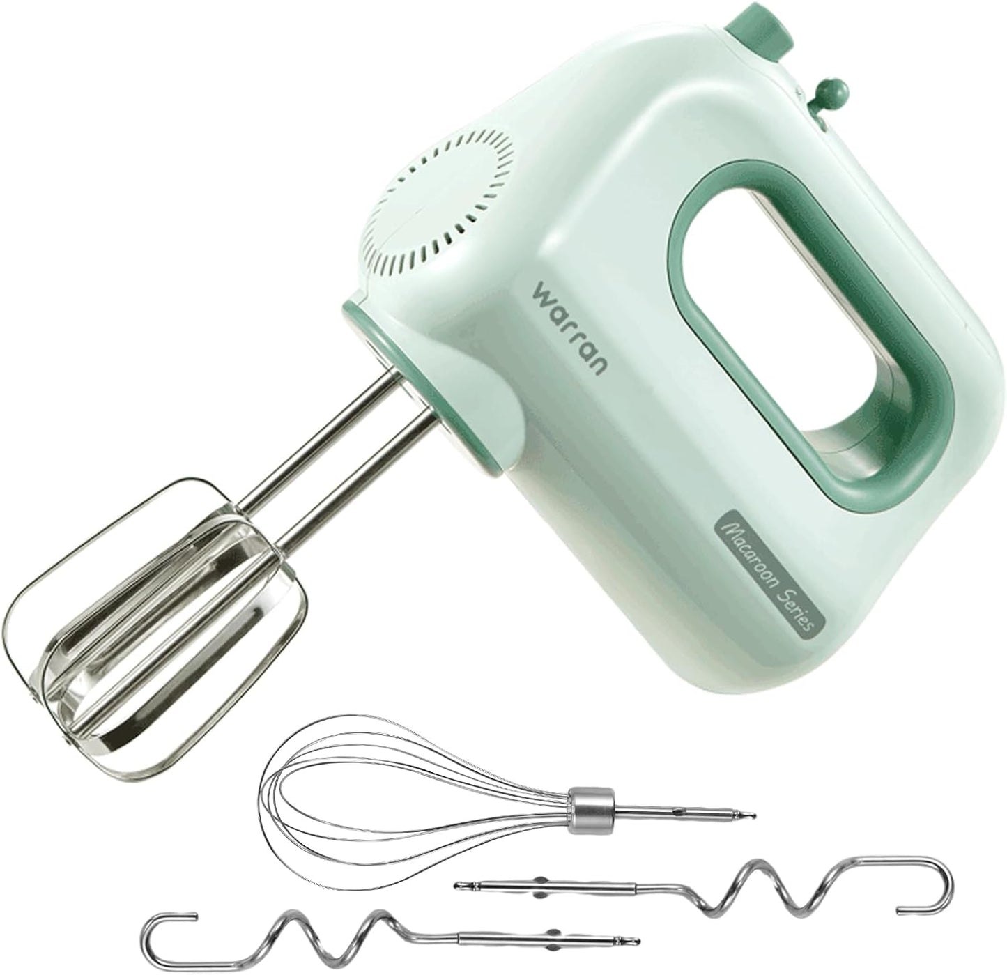 warran 300W Compact Lightweight Electric Hand Mixer, with Powerful Quiet DC Motor for Baking, Cake, Brownies, Cookie Dough, Ideal for Home Kitchen (Green)