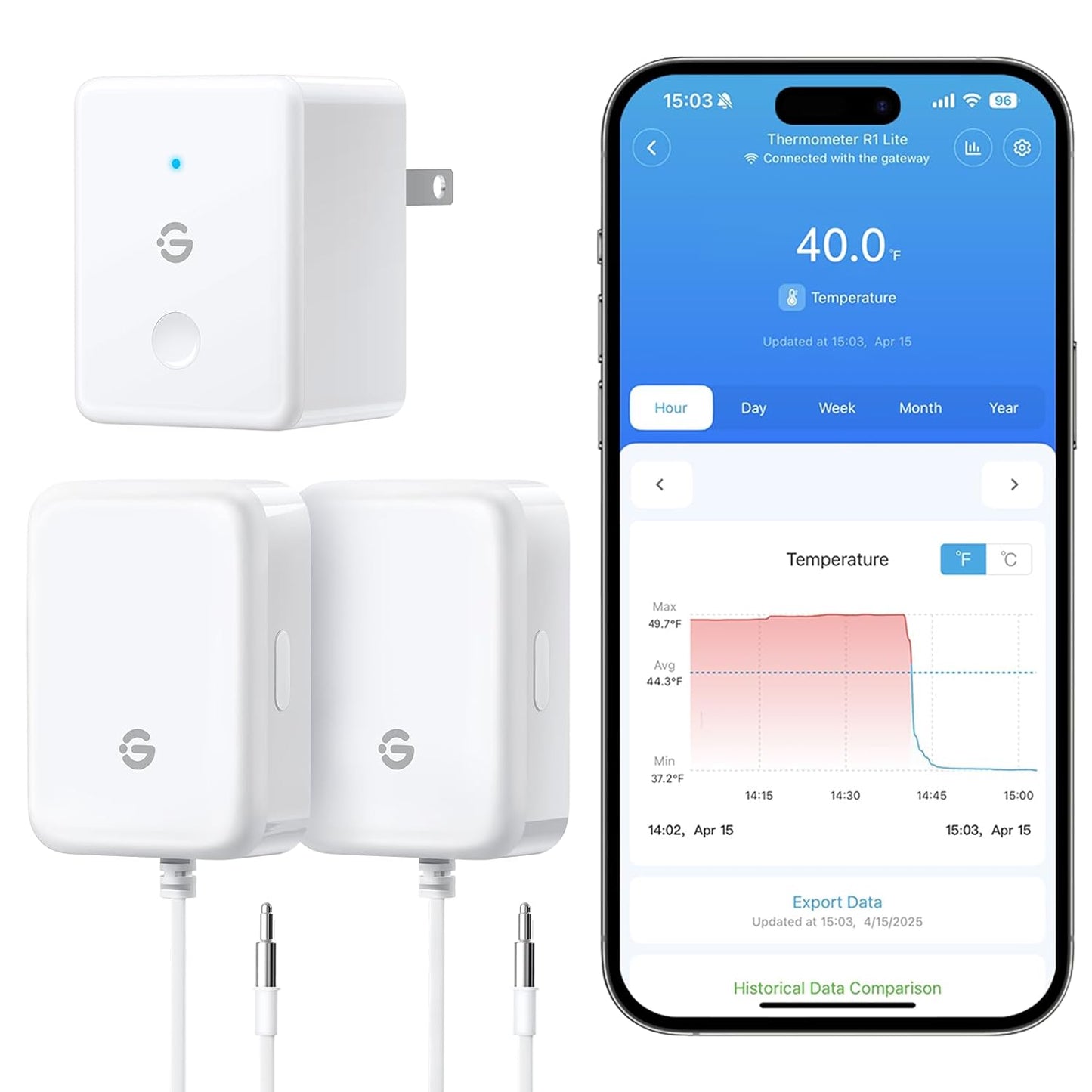 GoveeLife WiFi Refrigerator Thermometer with Alarm, Wireless Digital Freezer Temperature Gauge with App Control, 2 Years Free Data Export, for Home Kitchen Fridge Hot Tub 2 Pack