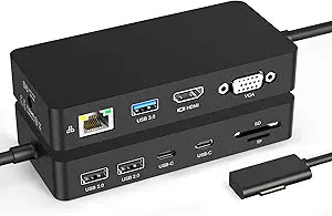New Microsoft Surface Dock Triple Display Dual 4K@60Hz HDMI+VGA, 11 in 1 Surface Docking Station for Surface Pro 10/9/X/8/7/6/5/4/3, Surface Laptop 6/5/4/3/2/1, Surface Laptop Go 3/2/1, Surface Book