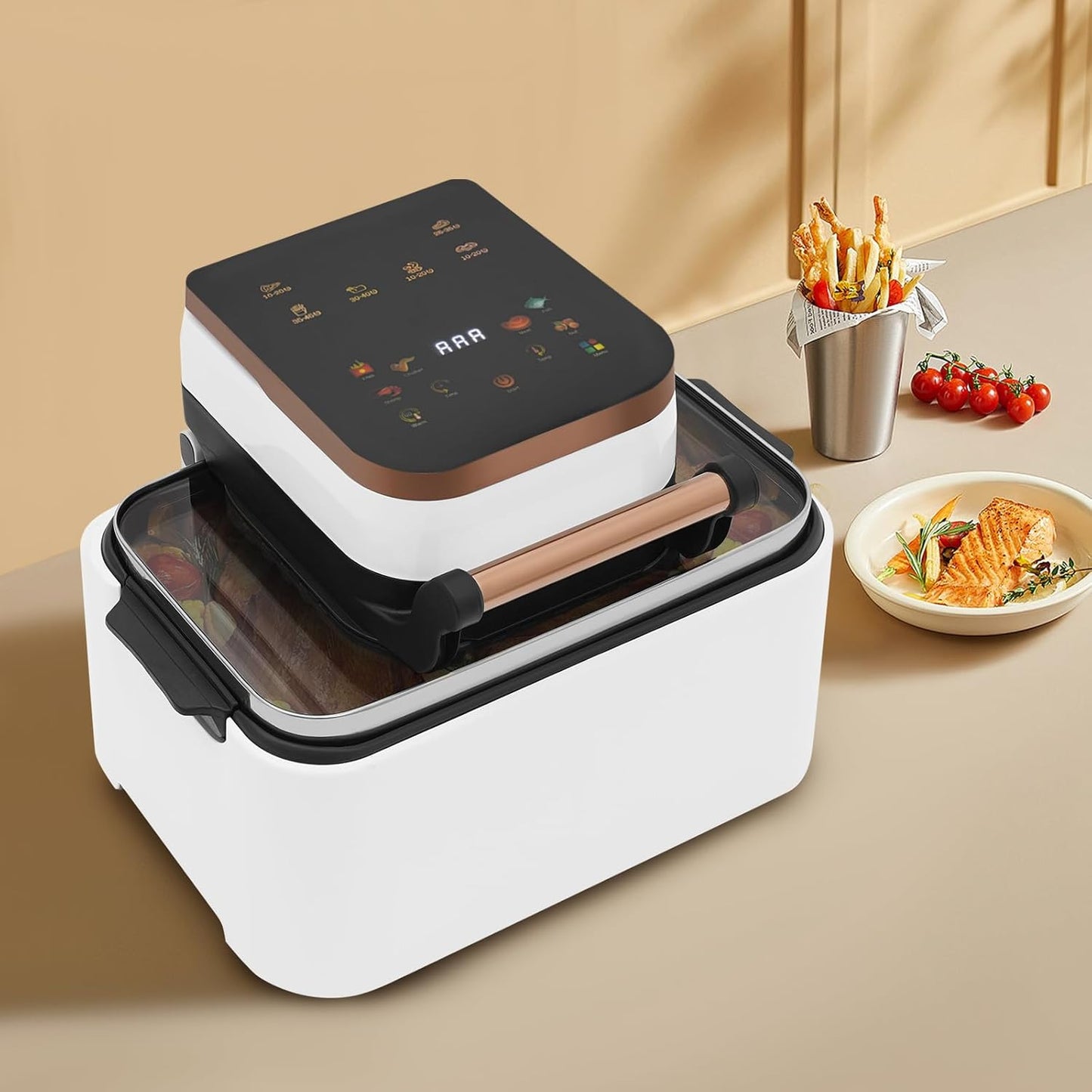 Pro 12.68qt Air Fryer With Viewing Window, Multifunctional Electric Fryer For Chicken Wings Steak Fries Pizza, Non-Stick, 176\u2013410°F Precise Heat, Fast And Oil Free Cooking For Healthy Meals (White)