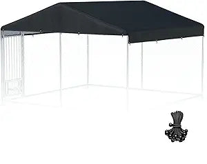 10x10 ft Dog Kennel Cover - Heavy Duty 600D Waterproof UV Resistant Outdoor Pet Kennel Replacement Cover with Elastic Cords, Black