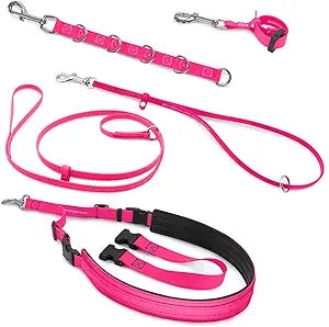 Jelly Pet Dog Pro Pack, 5 in 1 Puppy Essentials Starter Kit, Dog Grooming Kit, Leash Loop for Medium Small, Belly Loop and Extender, Hot Pink