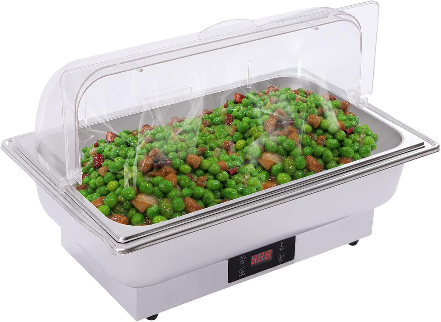 14QT Full Size Electric Chafing Dish Set with Temperature Control,Clear Roll Top,Safe Automatically Stop,Chafing Dish Buffet Set,Chaffing Server Set Chafer Food Warmer for Catering Servers Party